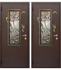 Входная дверь с ковкой "Лесная сказка"