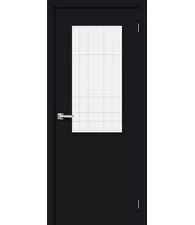 Межкомнатная дверь Винил Браво-7 Total Black Wired Glass 12,5
