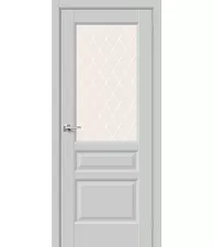 Межкомнатная дверь эмалит Неоклассик-35 Grey Matt White Сrystal