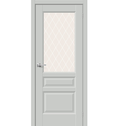 Межкомнатная дверь эмалит Неоклассик-35 Grey Matt White Сrystal